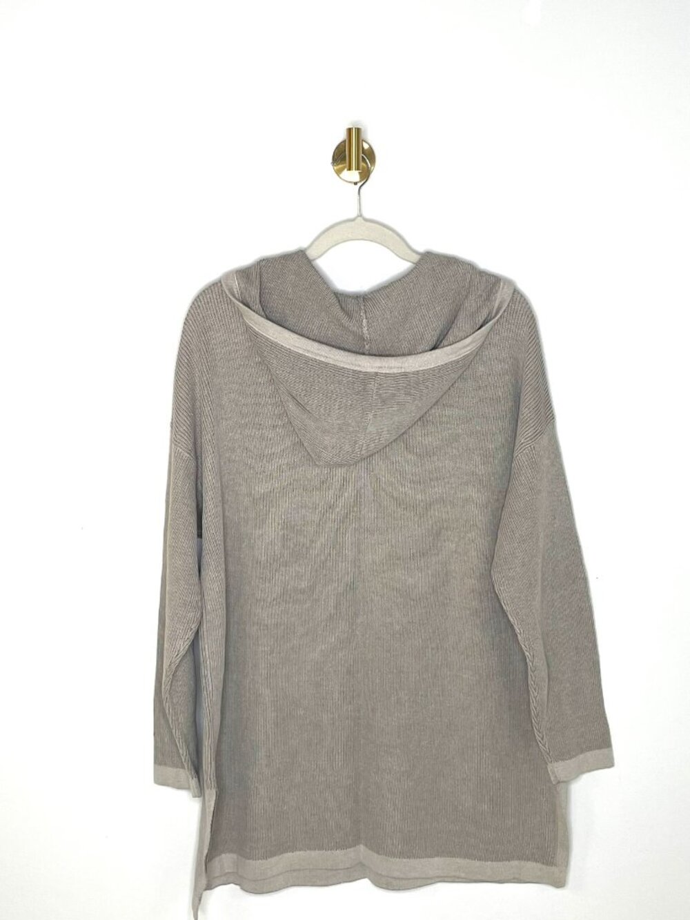 Sweater | J Jill Cotton Rayon Knit Hoodie Tunic Beige XL | Soft Minimalist Light - Picture 10 of 11